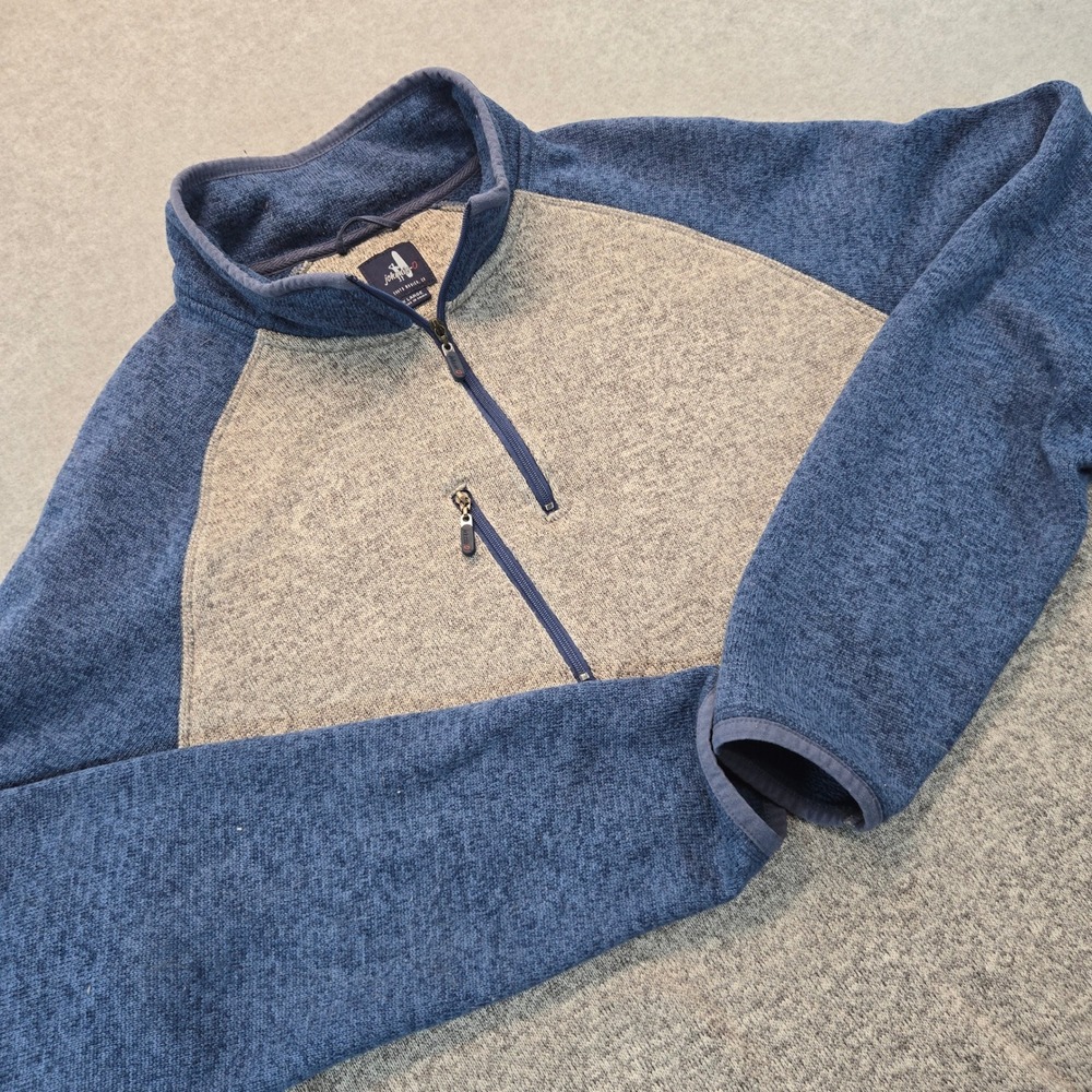 Johnnie-O Mens XL Quarter Zip Pullover Blue Gray Colorblock Fleece Lined Sweater